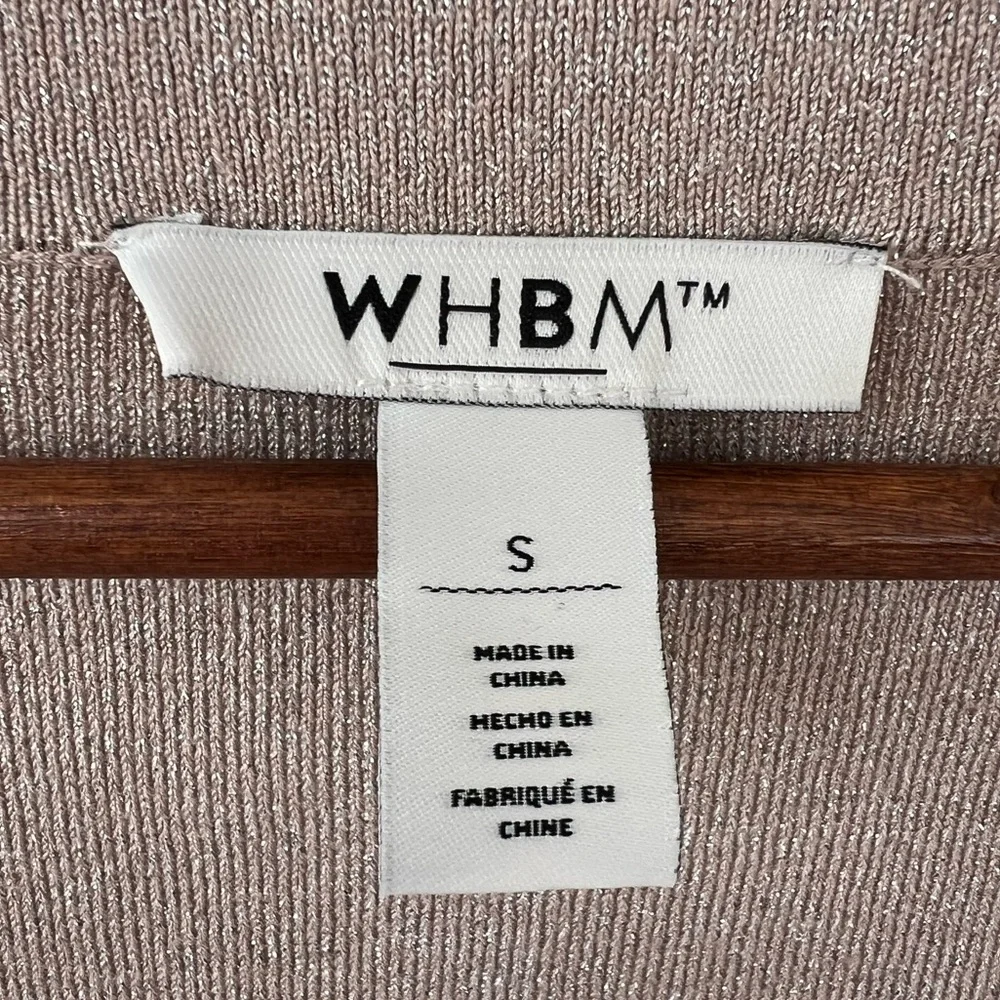 White House Black Market (WHBM) tan with gold shimmer sweater Square Neck Small
